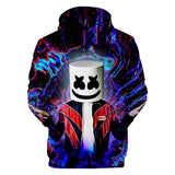 Fortnite DJ Marshmello Hoodie 3D Print Drawstring Sweatshirt Pullover Cosplay Youth Jumper