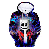 Fortnite DJ Marshmello Hoodie 3D Print Drawstring Sweatshirt Pullover Cosplay Youth Jumper