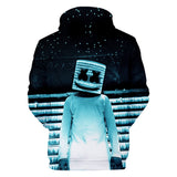 Fortnite DJ Marshmello Hoodie 3D Print Drawstring Sweatshirt Pullover Cosplay Youth Jumper