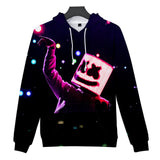 Fortnite DJ Marshmello Hoodie 3D Print Drawstring Sweatshirt Pullover Cosplay Youth Jumper