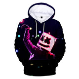 Fortnite DJ Marshmello Hoodie 3D Print Drawstring Sweatshirt Pullover Cosplay Youth Jumper