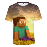 Hot Game Cartoon Minecraft 3D Printed Casual Sports T-Shirts Summer Top for Adult Kids