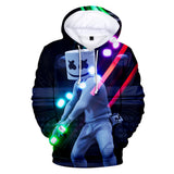 Fortnite DJ Marshmello Hoodie 3D Print Drawstring Sweatshirt Pullover Cosplay Youth Jumper