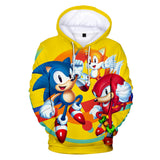 2020 New Comedy Cartoon Sonic the Hedgehog Yellow Jumper Casual Sports Hoodies for Kids Youth Adult