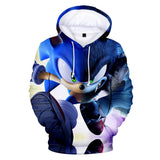 2020 New Comedy Cartoon Sonic the Hedgehog Dark Blue Jumper Casual Sports Hoodies for Kids Youth Adult