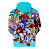 2020 Hot Cartoon Sonic the Hedgehog Light Blue Jumper Casual Sports Hoodies for Kids Youth Adult