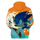 2020 Hot Cartoon Sonic the Hedgehog Orange Jumper Casual Sports Hoodies for Kids Youth Adult