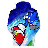 2020 Hot Cartoon Sonic the Hedgehog Blue Jumper Casual Sports Hoodies for Kids Youth Adult