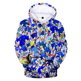 2020 Hot Cartoon Sonic the Hedgehog Blue Jumper Casual Sports Hoodies for Kids Youth Adult