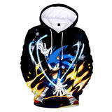 2020 Hot Cartoon Sonic the Hedgehog Black Jumper Casual Sports Hoodies for Kids Youth Adult