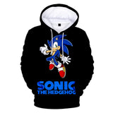 2020 Hot Cartoon Sonic the Hedgehog Black Jumper Casual Sports Hoodies for Kids Youth Adult