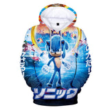 Hot Cartoon Sonic the Hedgehog Blue Jumper Casual Sports Hoodies for Kids Youth Adult