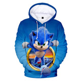 Hot Cartoon Sonic the Hedgehog Blue Jumper Casual Sports Hoodies for Kids Youth Adult