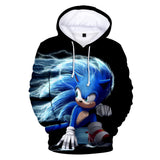 Hot Cartoon Sonic the Hedgehog Black Jumper Casual Sports Hoodies for Kids Youth Adult