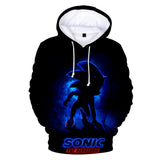 Hot Cartoon Sonic the Hedgehog Black Jumper Casual Sports Hoodies for Kids Youth Adult