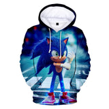 Hot Cartoon Sonic the Hedgehog Blue Jumper Casual Sports Hoodies for Kids Youth Adult