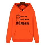 Funny Humor Print Hoodie TECHNICALLY THE GLASS IS COMPLETELY FULL Hooded Sweatshirt