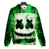 3D Print Fortnite DJ Marshmello Long Sleeve Green Hoodie for Kids Youth Adult