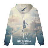 3D Print Fortnite Fly DJ Marshmello Long Sleeve Sky Hoodie for Kids Youth Adult