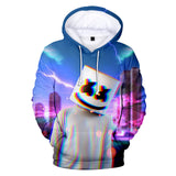 3D Print Fortnite DJ Marshmello Long Sleeve Blue Pink Hoodie for Kids Youth Adult