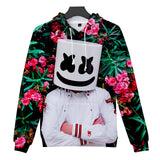 3D Print Fortnite DJ Marshmello Long Sleeve Flower Hoodie for Kids Youth Adult