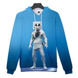3D Print Fortnite DJ Marshmello Long Sleeve Blue Hoodie for Kids Youth Adult