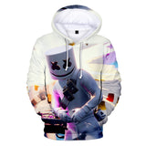 3D Fortnite White DJ Marshmello Long Sleeve Hoodie for Kids Youth Adult
