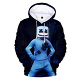 3D Fortnite DJ Marshmello Black Long Sleeve Hoodie for Kids Youth Adult