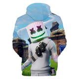 3D Fortnite DJ Marshmello Castle Long Sleeve Hoodie for Kids Youth Adult