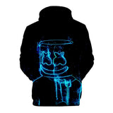 3D Fortnite DJ Marshmello Dark Night Long Sleeve Hoodie for Kids Youth Adult