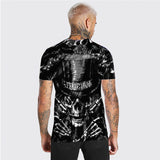 3D Graphic Prints Black Skeleton Design Men's T-Shirt Short Sleeve Tops