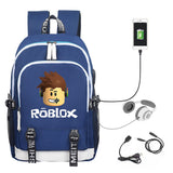 Black Game Roblox Backpack School Bags with USB Port