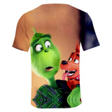 Christmas Cartoon The Grinch Casual Sports 3D Graphic T-shirts Summer Tees for Kids Alduts