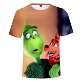 Christmas Cartoon The Grinch Casual Sports 3D Graphic T-shirts Summer Tees for Kids Alduts
