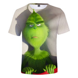 Christmas Cartoon The Grinch Casual Sports 3D Graphic T-shirts Summer Tees for Kids Alduts