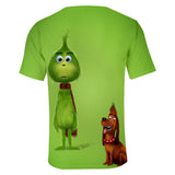 Christmas Cartoon The Grinch Casual Sports 3D Graphic T-shirts Summer Tees for Kids Alduts