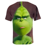 Christmas Cartoon The Grinch Casual Sports 3D Graphic T-shirts Summer Tees for Kids Alduts