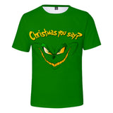 Christmas Cartoon The Grinch Casual Sports 3D Graphic T-shirts Summer Tees for Kids Alduts