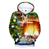 Christmas Casual Hoodies Sports Xmas 3D Graphic Streetwear Tracksuit Jumper for Kids Adults