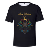 Christmas Casual T-shirts Sports Xmas 3D Graphic Summer Top Tees for Kids Alduts