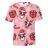 Christmas Casual T-shirts Sports Xmas 3D Graphic Summer Top Tees for Kids Alduts