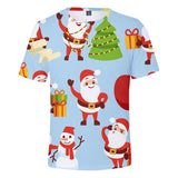 Christmas Casual T-shirts Sports Xmas 3D Graphic Summer Top Tees for Kids Alduts