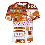 Christmas Casual T-shirts Sports Xmas 3D Graphic Summer Top Tees for Kids Alduts