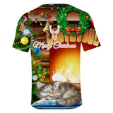 Christmas Casual T-shirts Sports Xmas 3D Graphic Summer Top Tees for Kids Alduts