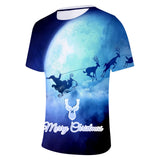 Christmas Casual T-shirts Sports Xmas 3D Graphic Summer Top Tees for Kids Alduts