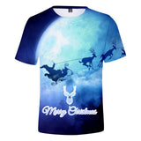 Christmas Casual T-shirts Sports Xmas 3D Graphic Summer Top Tees for Kids Alduts