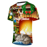 Christmas Casual T-shirts Sports Xmas 3D Graphic Summer Top Tees for Kids Alduts