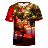 Christmas Casual T-shirts Sports Xmas 3D Graphic Summer Top Tees for Kids Alduts