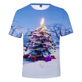 Christmas Casual T-shirts Sports Xmas 3D Graphic Summer Top Tees for Kids Alduts