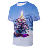 Christmas Casual T-shirts Sports Xmas 3D Graphic Summer Top Tees for Kids Alduts